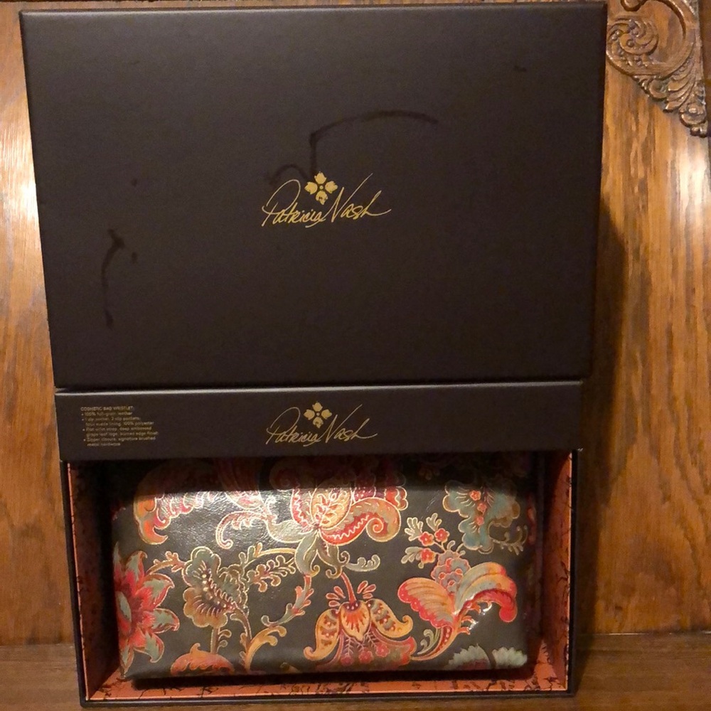 NIB-Patricia Nash-Italian Floral Paisley-Aritzo-Cosmetic Case/WristletClutch-$89 - Picture 2 of 12